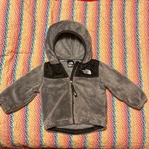The North Face Infant Zip Fleece with Hood - Gray and Black